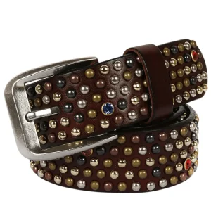 Westernbälte i läder med nitar
