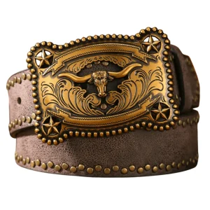 Westernbälte med antikt longhornmotiv