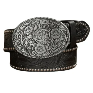 Westernbälte med Blomgravyr