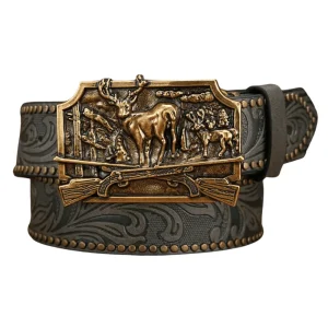 Westernbälte med guldhjortspänne