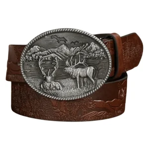 Westernbälte med silverhjortspänne