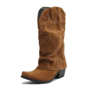 Slouchiga Cowboyboots i Mocka för Dam